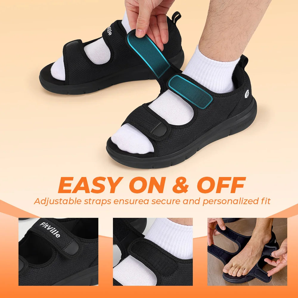 Fittington Men's Diabetic Sandals With Arch Support Breathable Comfort