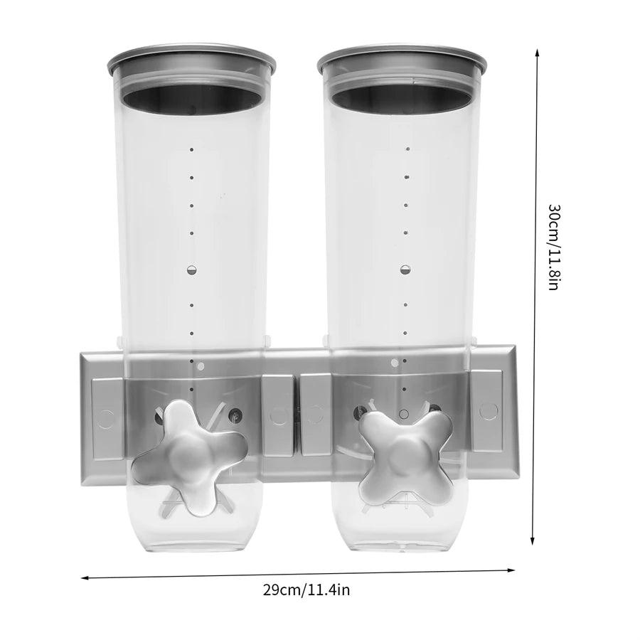 Wall Mounted 2 Barrel Cereal Dispenser For Grains And Coffee Beans