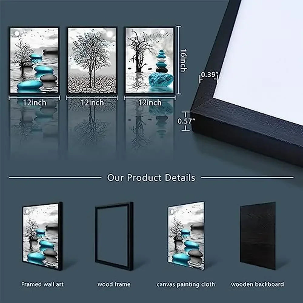 XMSJ 3-Piece Framed Canvas Wall Art Set For Living Room