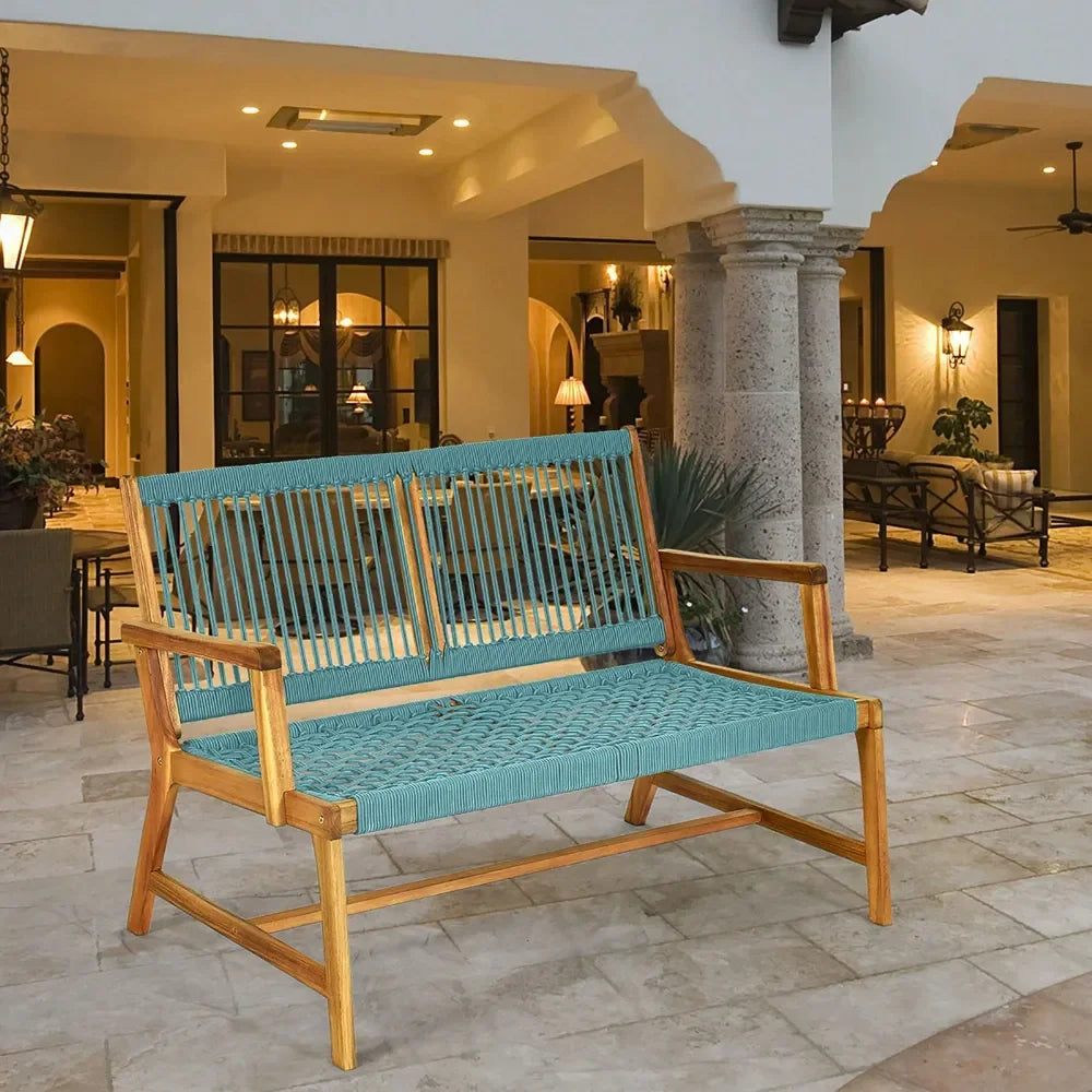 XMSJ Acacia Wood Patio Bench Loveseat
