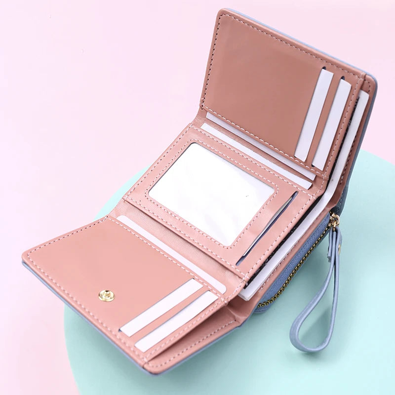 PU Leather Card Holder Wallet For Women With Coin Pocket