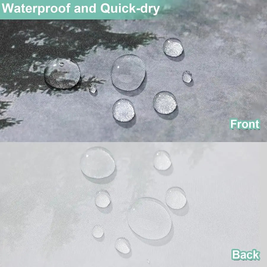 Forest Shower Curtain Set With Hooks For Bathroom Woodland Pine Tree Design