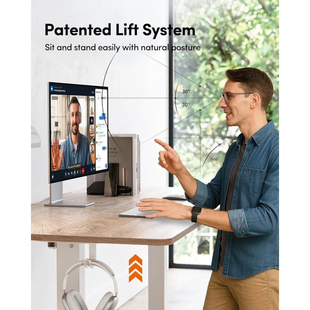 ZHUXIANG Electric Height Adjustable Standing Desk Sit Stand Table