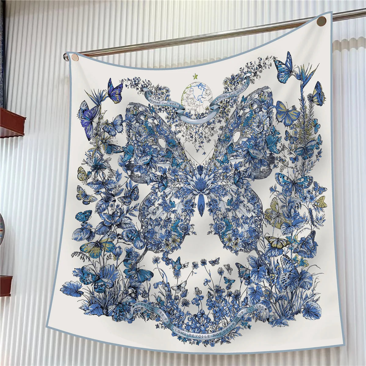 Floral Silk Twill Square Scarf Hijab Shawl For Women