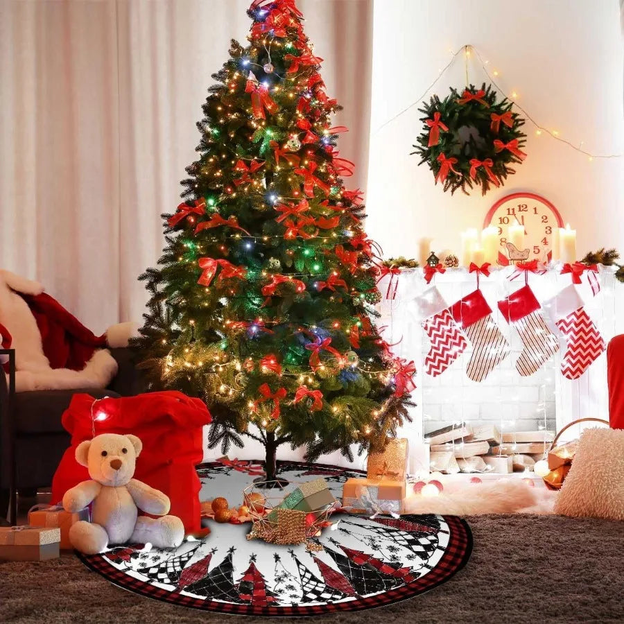 Christmas Tree Skirt With Snowflake Design For Rustic Winter Decor