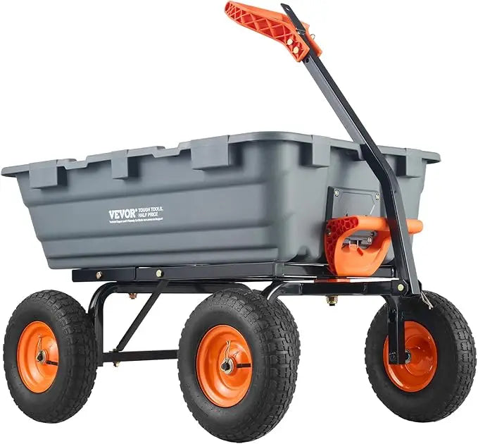 XMSJ VEVOR Garden Tipping Cart With Dual Function Handle