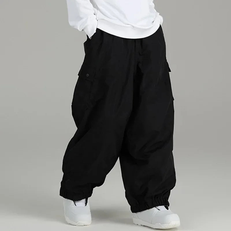 Waterproof Windproof Ski Pants For Men Women Loose Fit Multi-Pocket