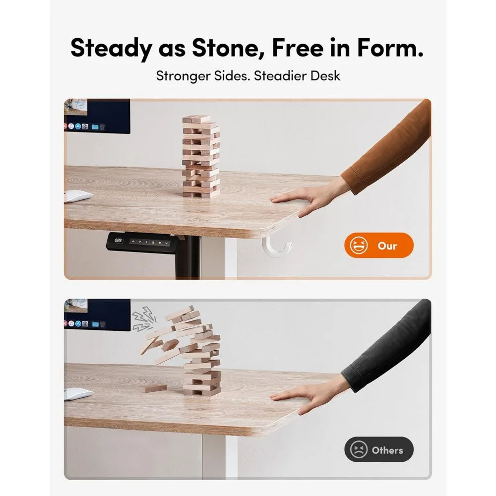 ZHUXIANG Electric Height Adjustable Standing Desk Sit Stand Table