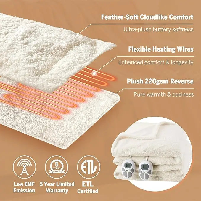XMSJCN Heated Electric Blanket Luxuriously Cozy And Soft
