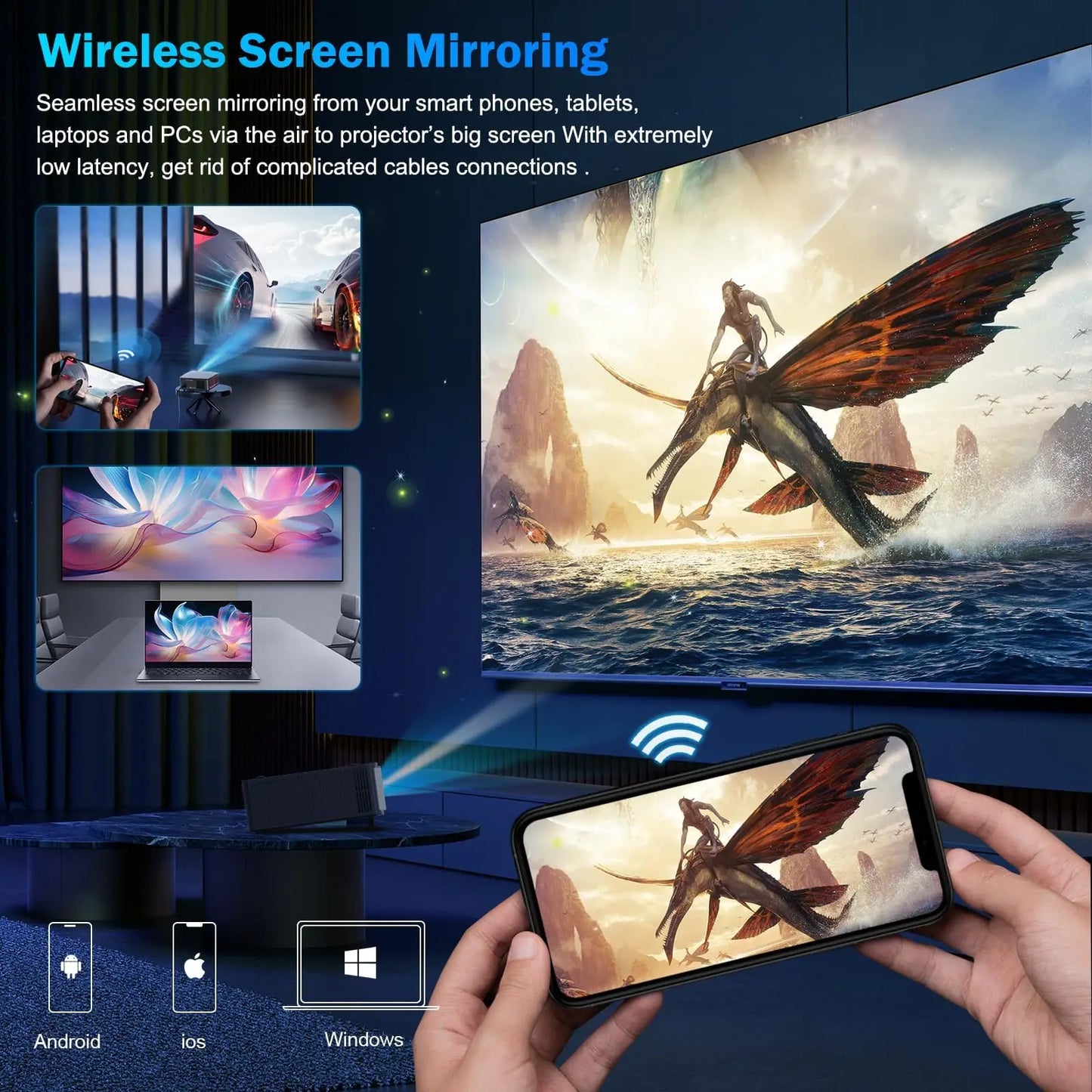 DESS 4K Auto Focus Smart Projector With Google TV Netflix