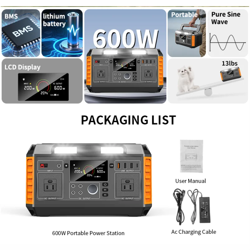 CHUBAN 600W Portable Power Station 220V UPS Outdoor Use
