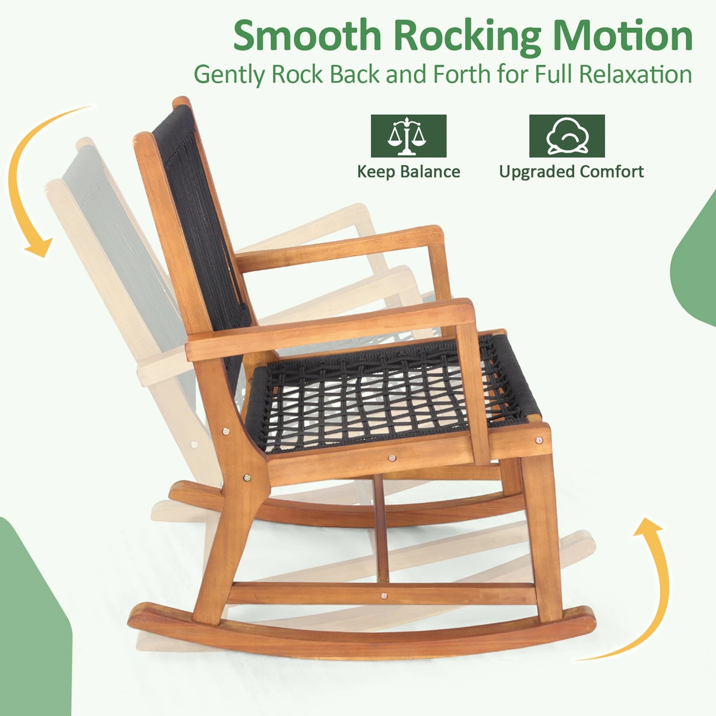 HOMASIS Patio Acacia Wood Bistro Table and Rocking Chair Set