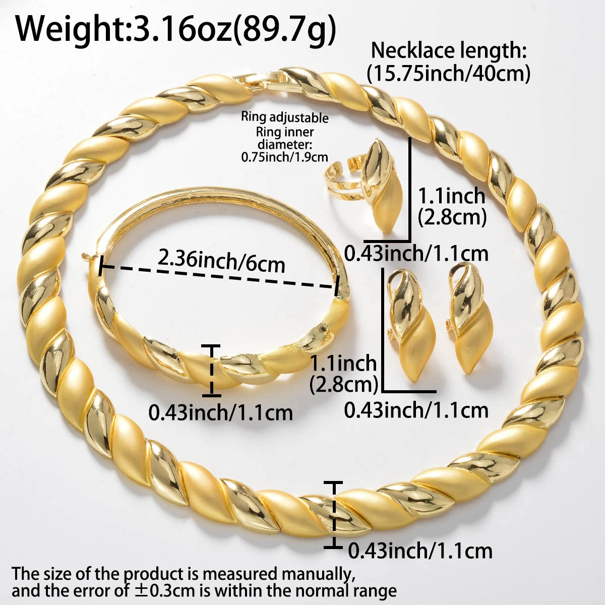 Dubai Luxury Jewelry Set Necklace Ring Earrings Bracelet For Women