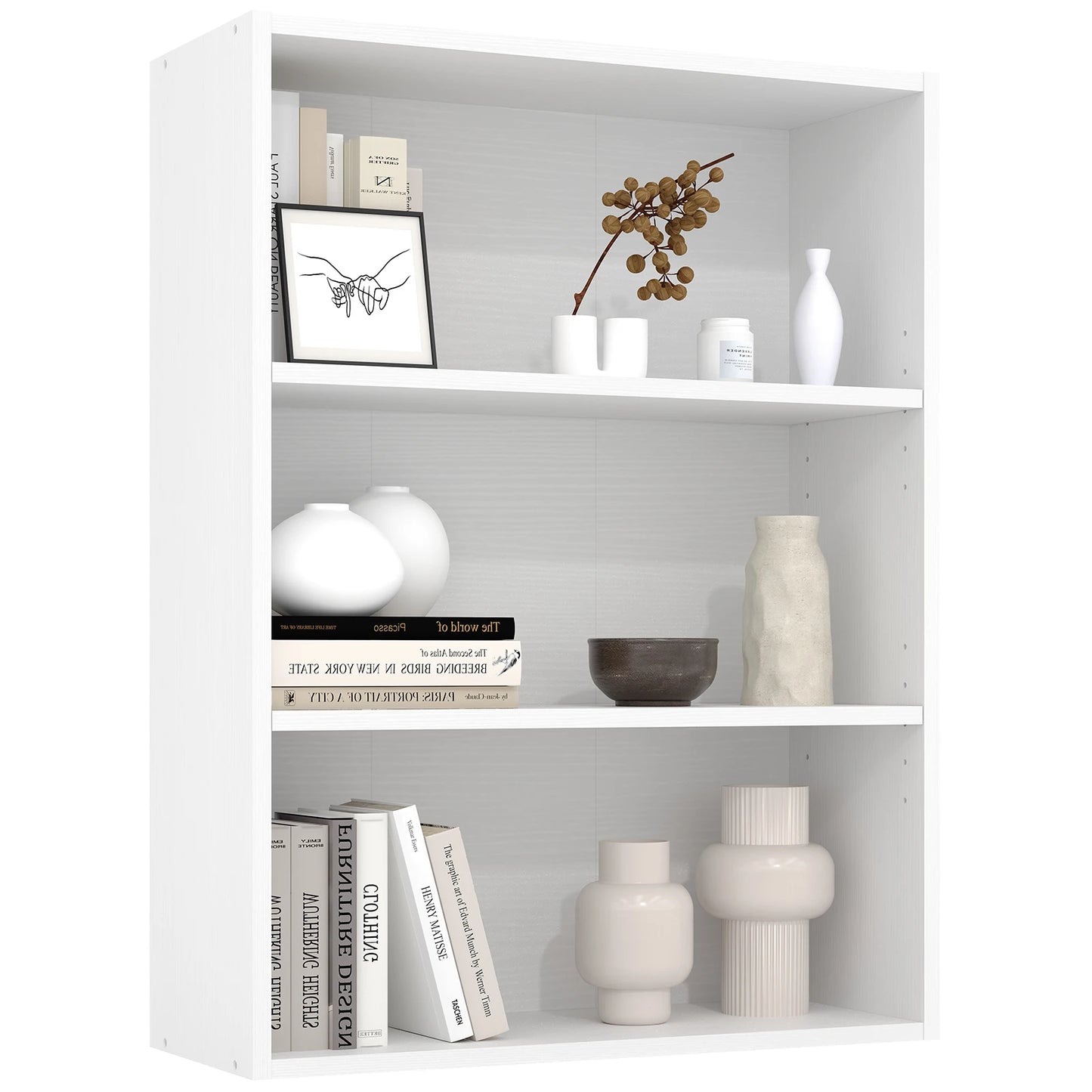 JHK 4 Tier Wooden Floor Shelf Bookcase Living Room Office
