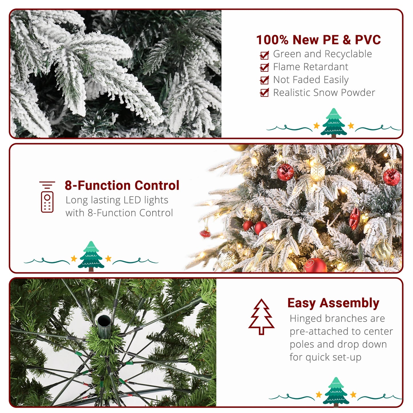 Electronic Automatic Christmas Tree PE PVC Flocking 1687 Branches