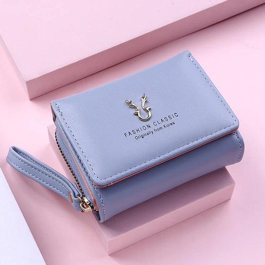 PU Leather Card Holder Wallet For Women With Coin Pocket