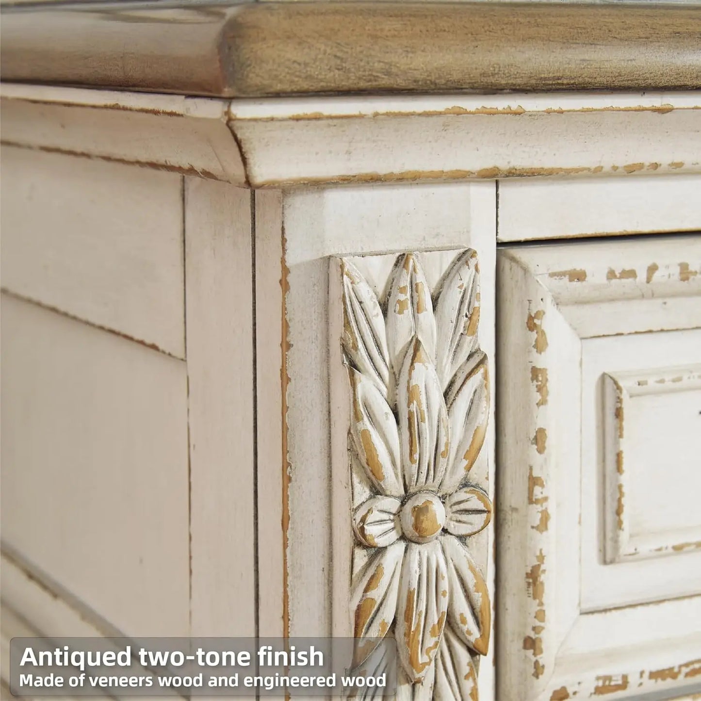 French Country 3 Drawer Nightstand Electrical Outlets USB Ports