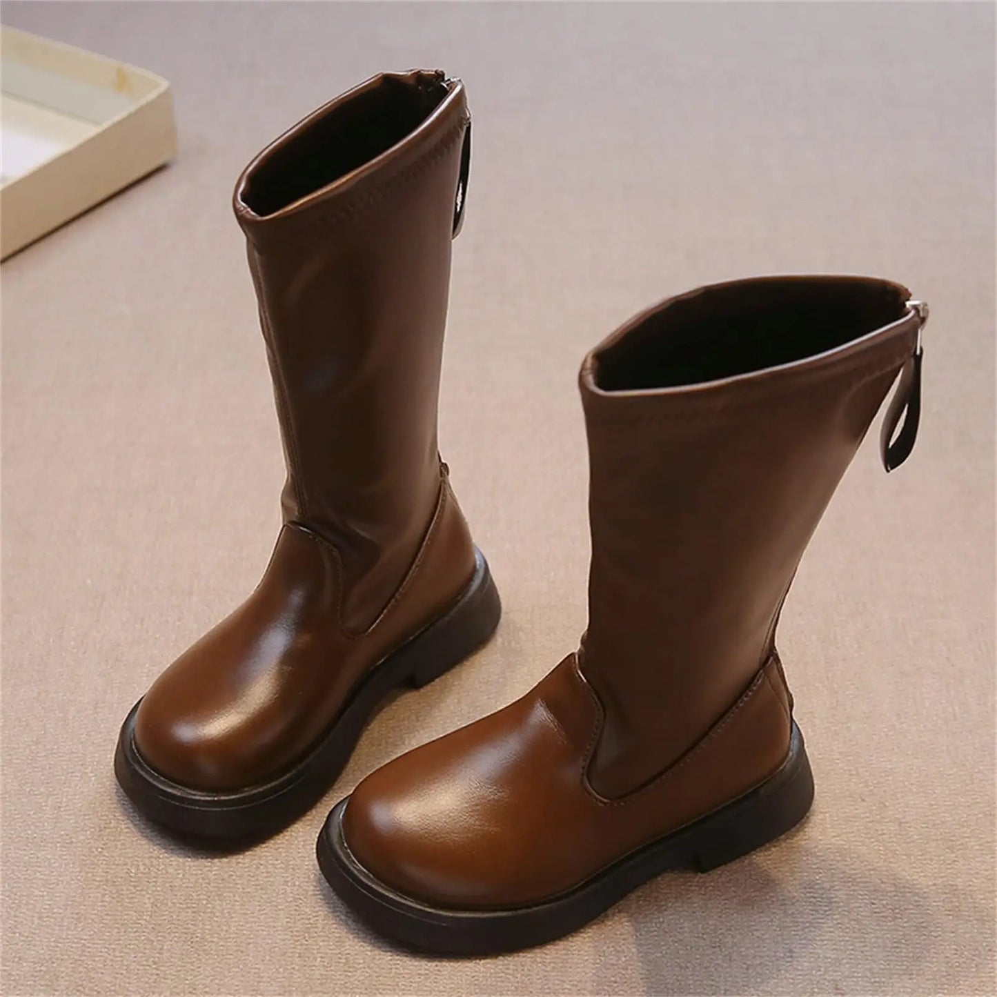 Kids Zip Up Riding Boots For Girls, Tall Shaft, Casual Footwear