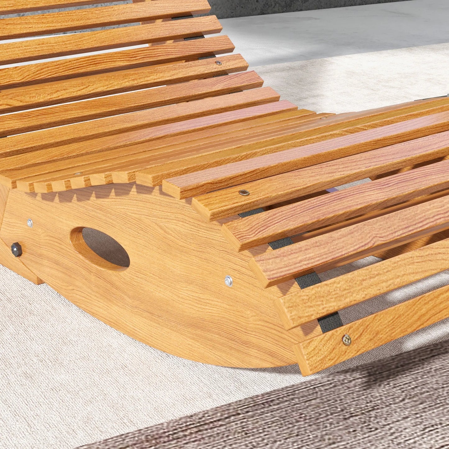 Outsunny Outdoor Teak Slatted Rocking Chair