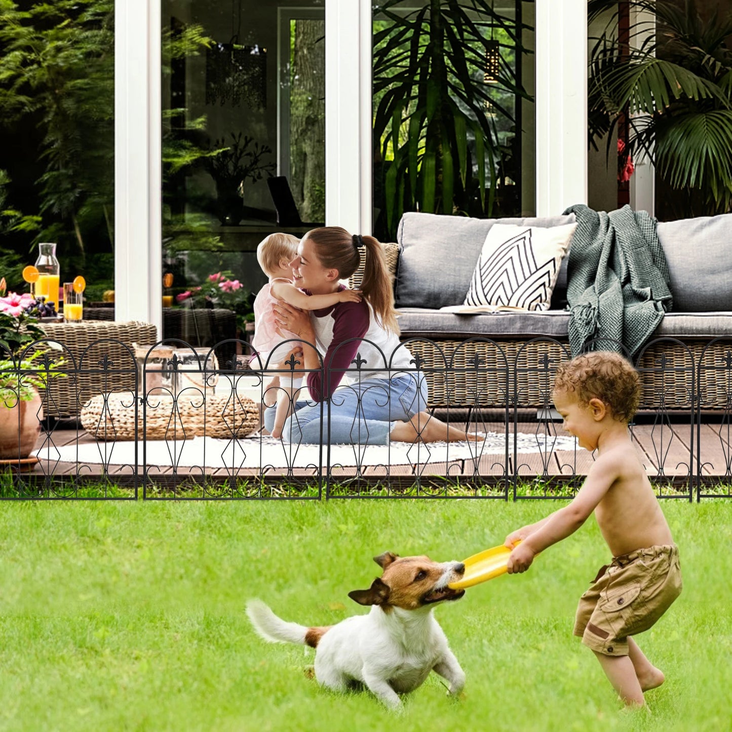 Outdoor Rustproof Metal Garden Border Fence 5 Piece Set
