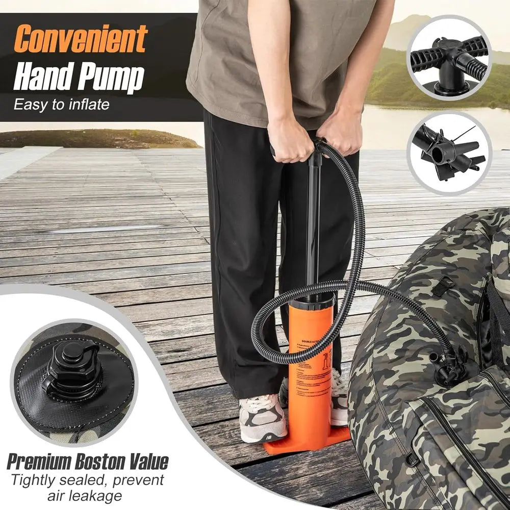 Inflatable Belly Boat With Fish Ruler And Rod Holder Pump