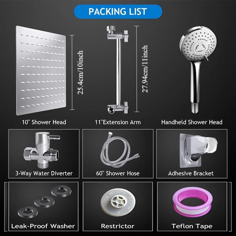 Rain Shower Head And Handheld Set With Three Modes
