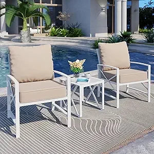 Modern Outdoor Metal Sectional Set With Conversation Chairs