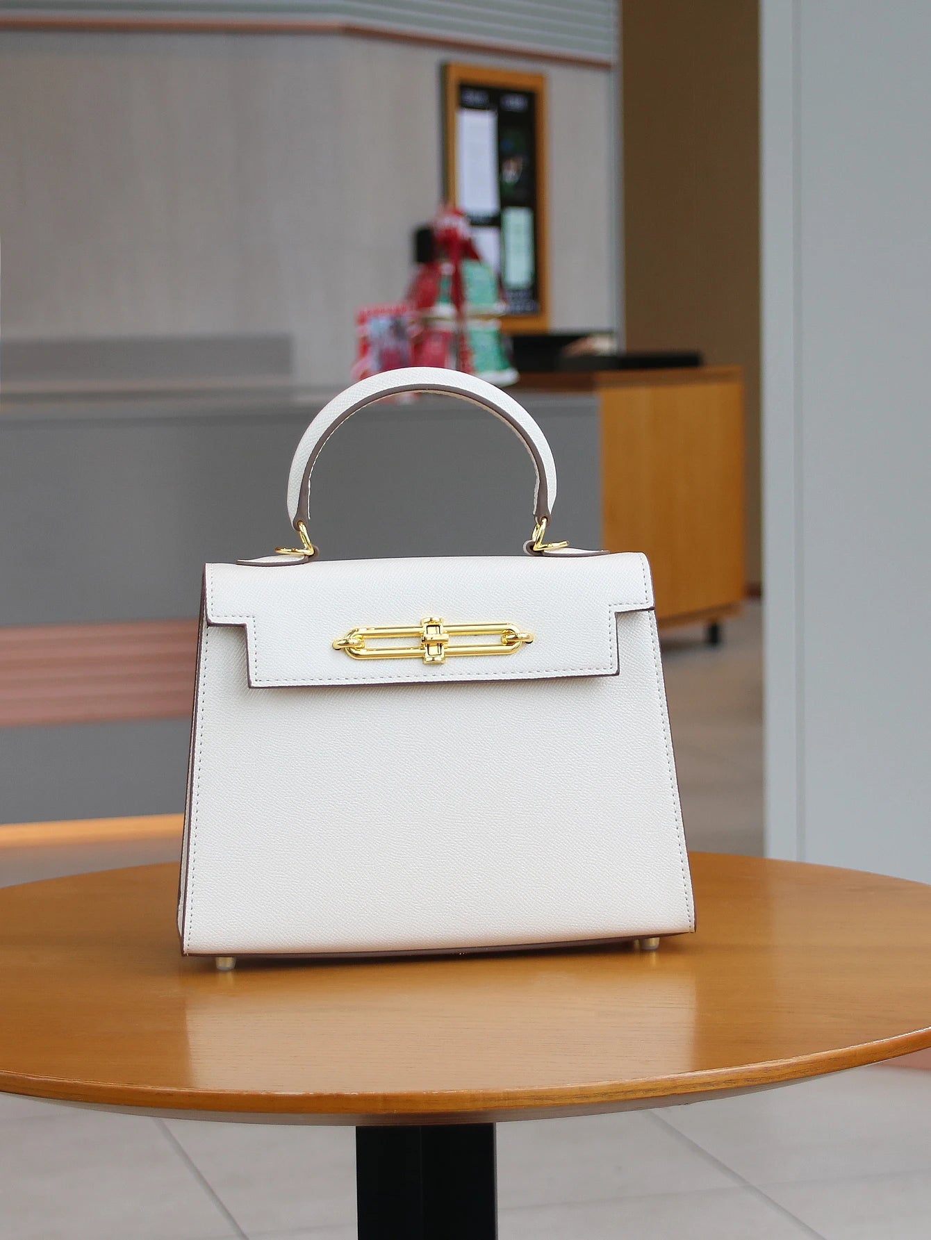 NONECN Palm Print Leather Handbag for Women Portable Luxury