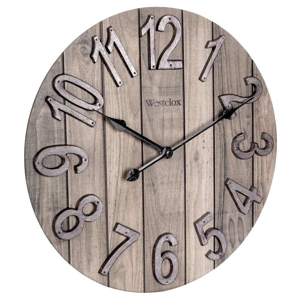 Rustic Wood Grain Wall Clock Analog Quartz Decor Living Rooms