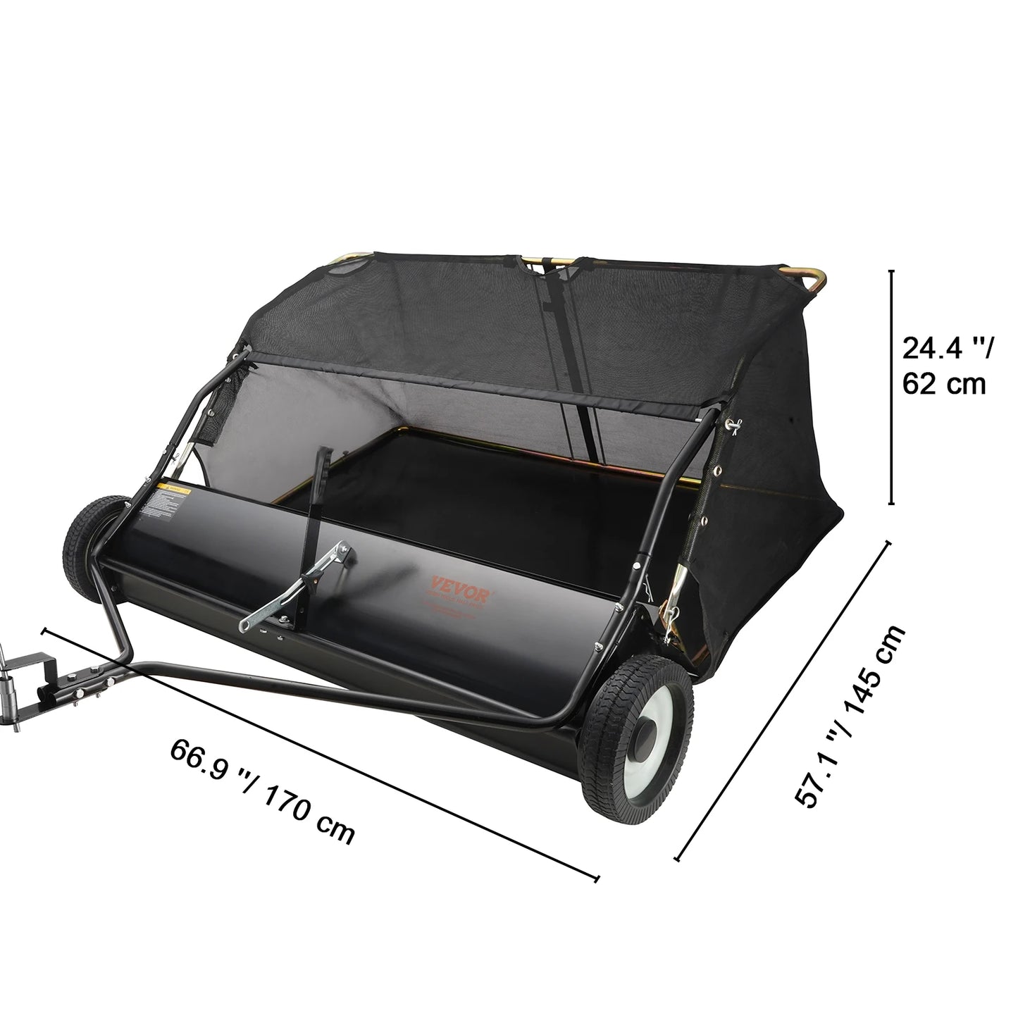 SucceBuy Tow Behind Lawn Sweeper With Adjustable Sweeping Large Capacity