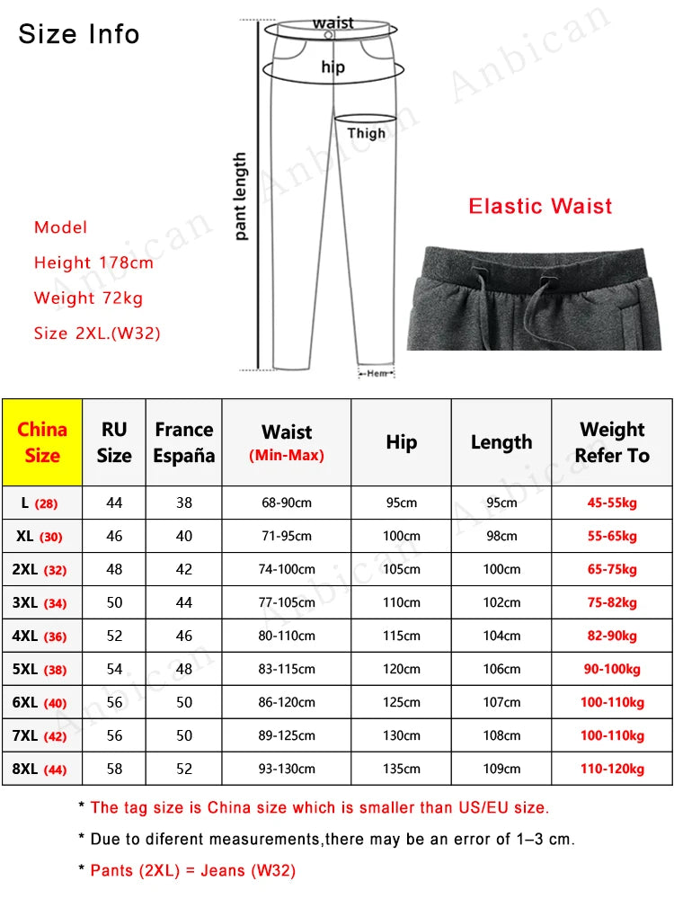 Anbican Winter Men's Fleece Joggers With Zip Pockets