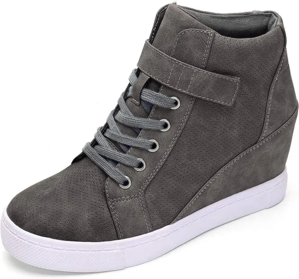 Women's Lace Up Wedge Sneakers High Top Ankle Boots