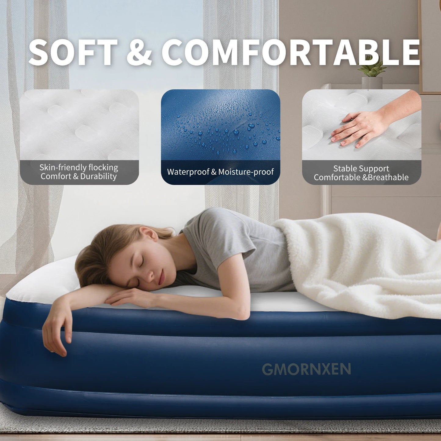 By Inflating Queen Air Mattress With Built In Pump For Camping