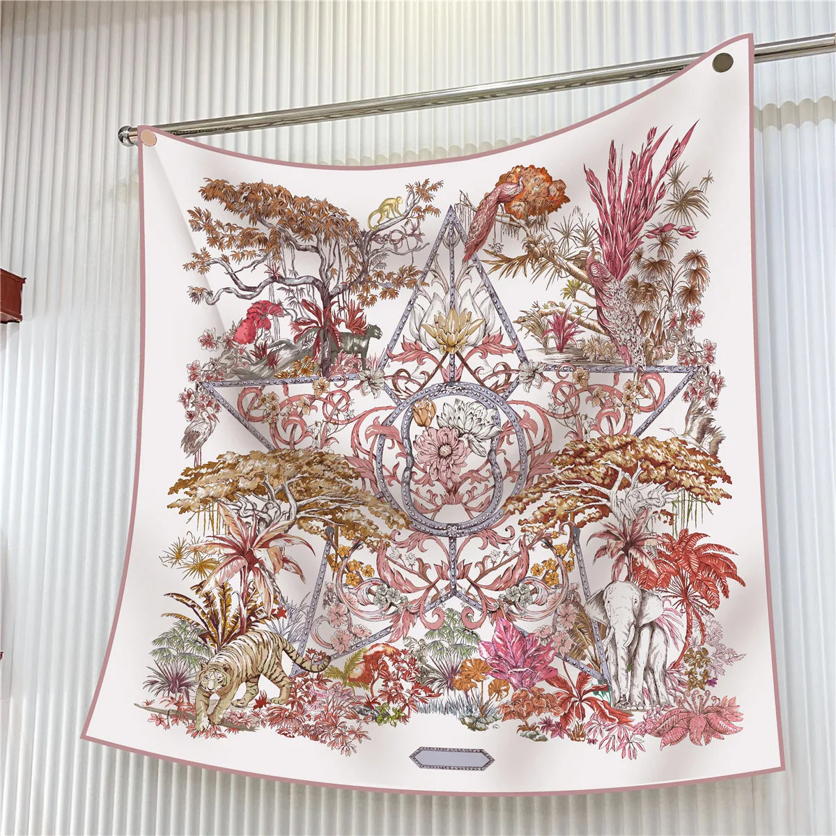 Floral Silk Twill Square Scarf Hijab Shawl For Women