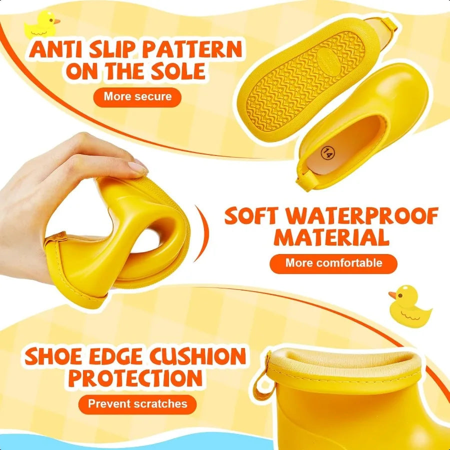 Toddler Raincoat and Boots Set Cartoon Hoodie Zipper Jacket