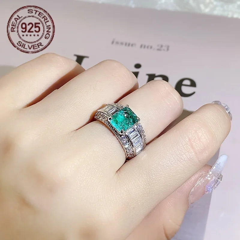 WPOOCC 925 Sterling Silver Aquamarine Promise Ring