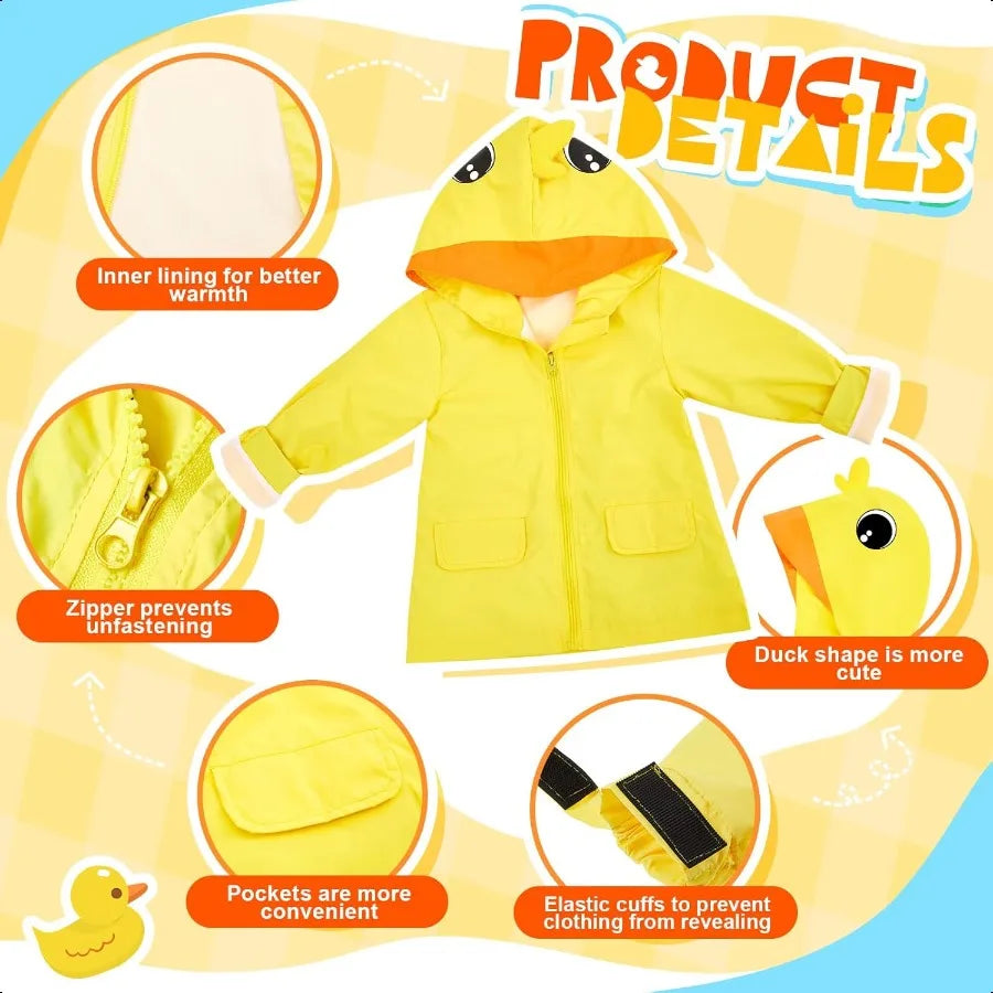 Toddler Raincoat and Boots Set Cartoon Hoodie Zipper Jacket