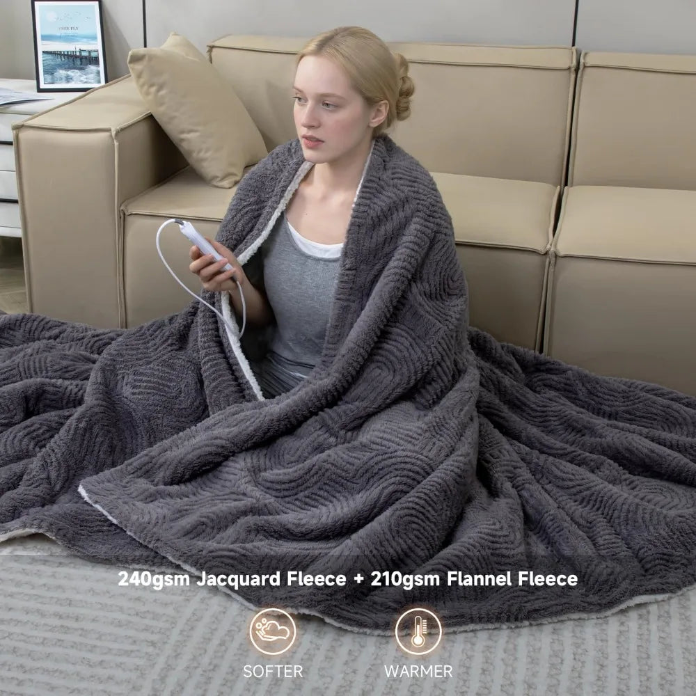 Cozy Soft Jacquard Heating Blanket With 4 Heat Levels