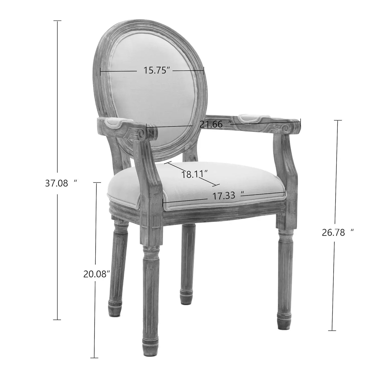 French Round Back Upholstered Dining Chairs Set 2 Solid Wood