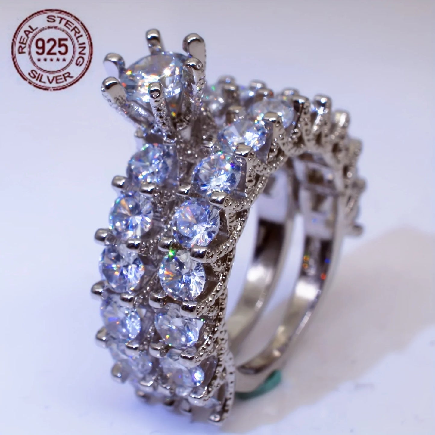 WPOOCC Classic Zircon Wedding Ring Set For Women 925 Silver