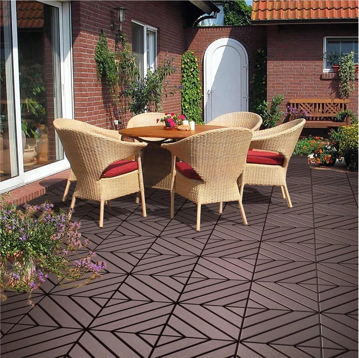 Patio Deck Tiles 44 Pack Interlocking PVC Outdoor Flooring