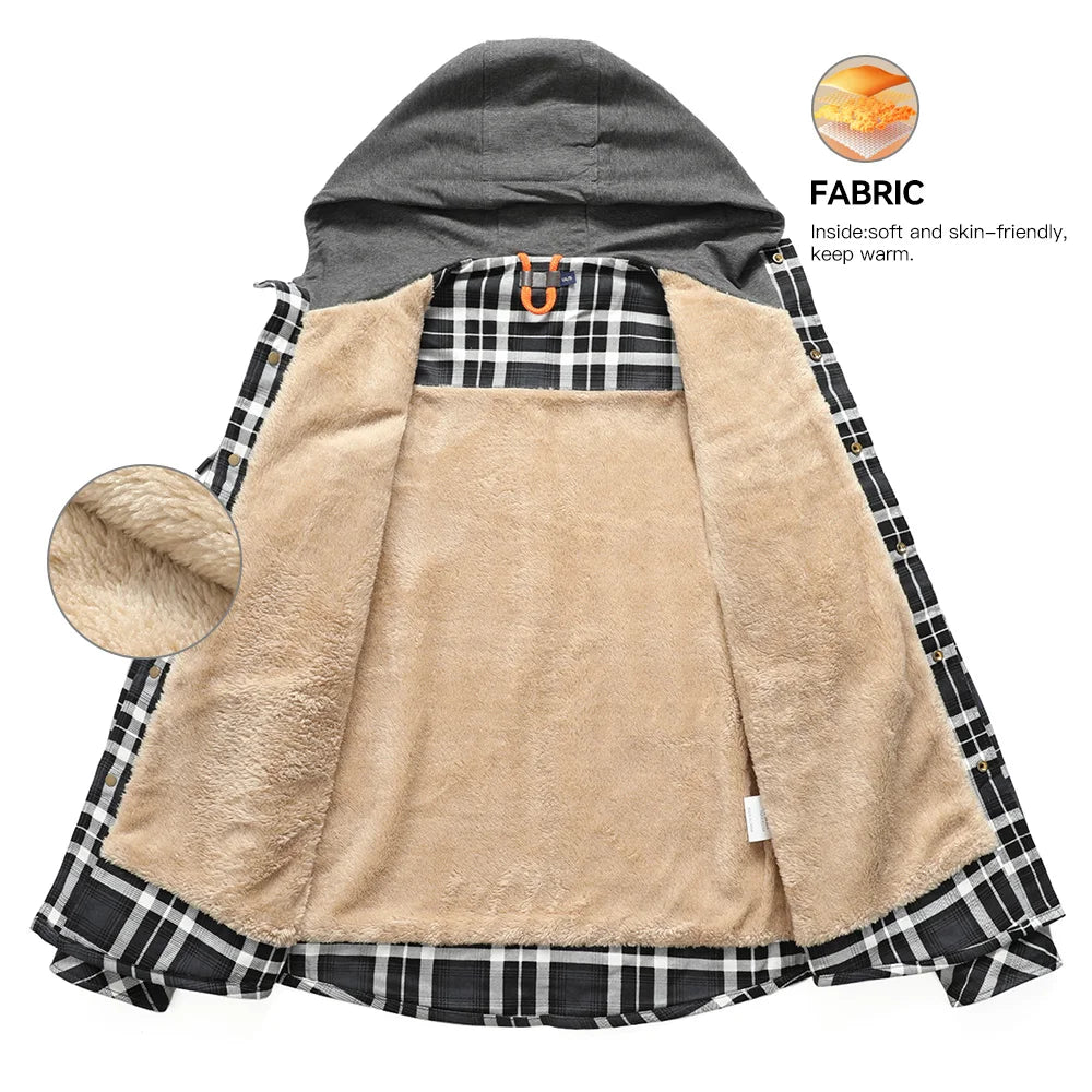 Fujian Men's Hooded Winter Jacket Sherpa Lined