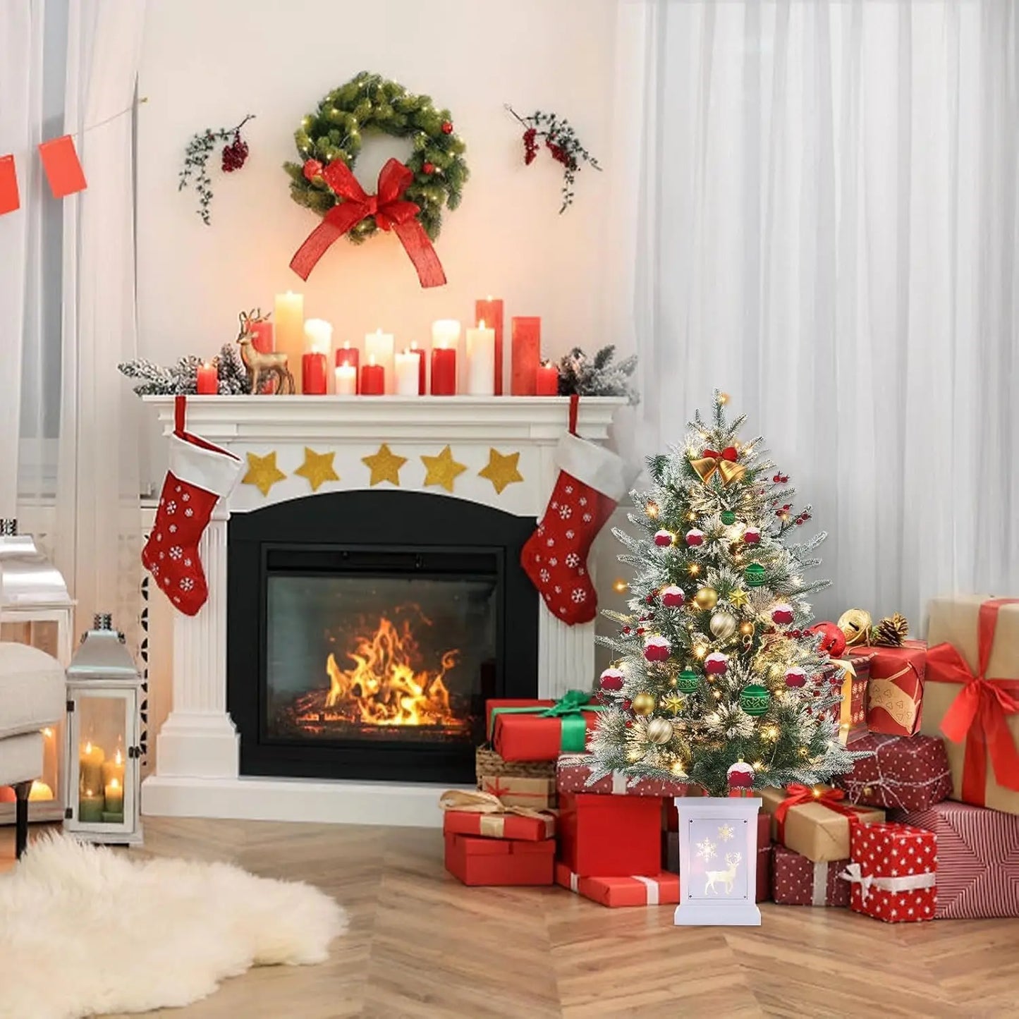 Pre-Lit Artificial Christmas Tree With 78 LED Lights for Home