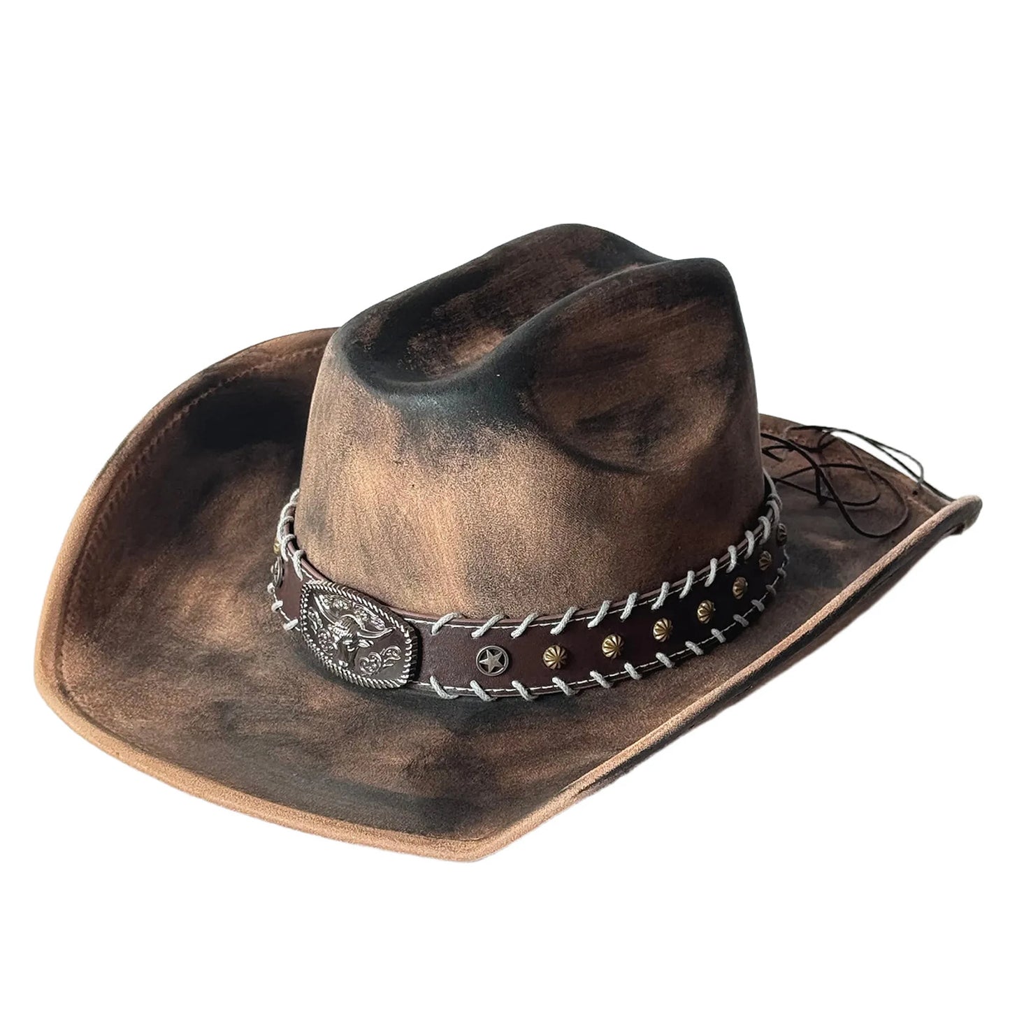 Classic Cowboy Hat With Wide Brim Concho Band Unisex