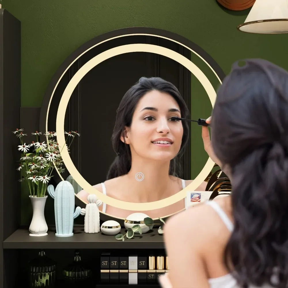 Angduo Makeup Vanity Set with Dresser Mirror and Stool