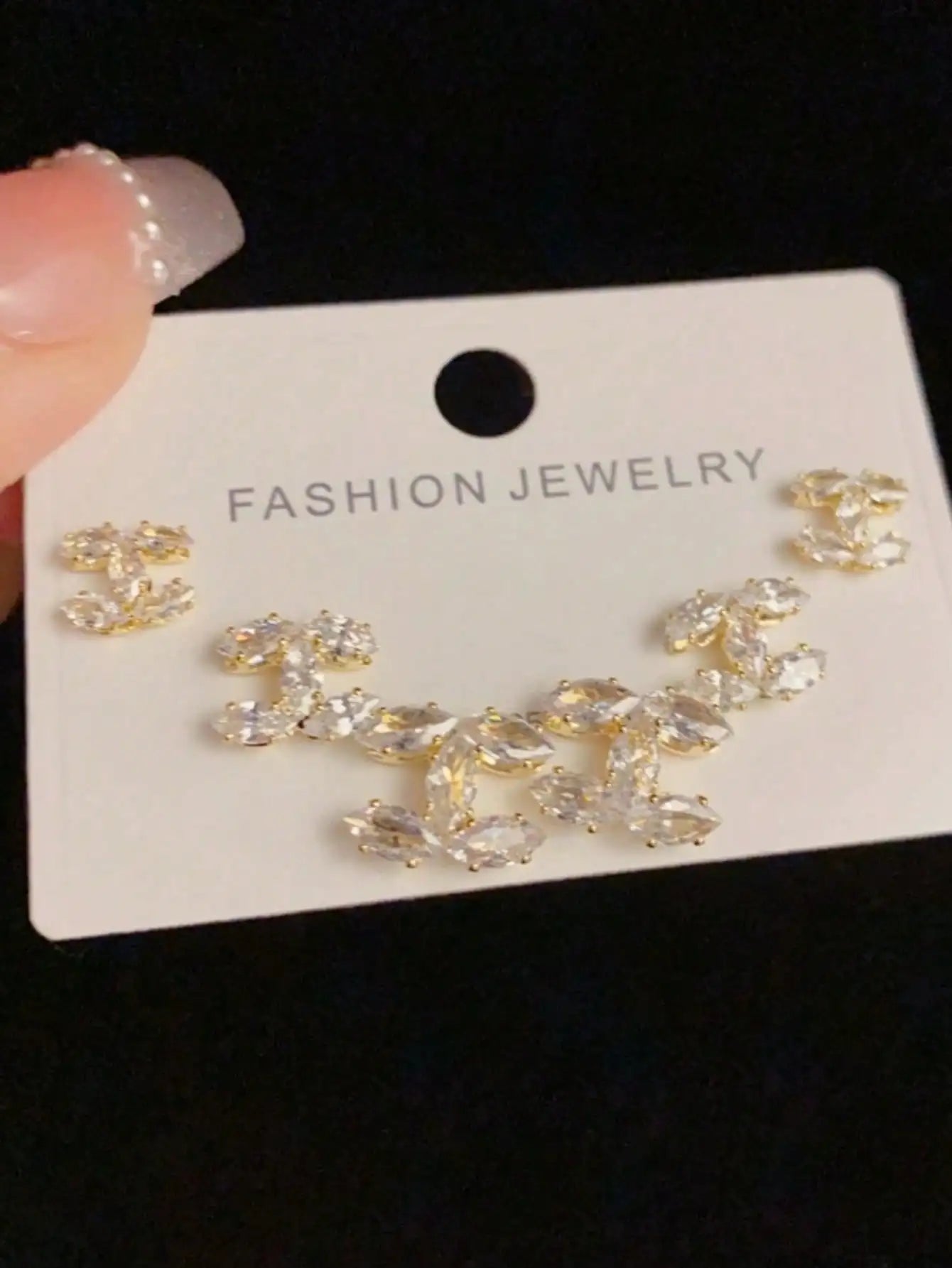 NONE Double C Zirconia Stud Earrings For Women Daily Wear