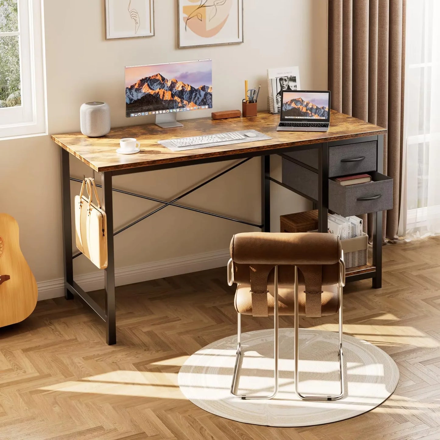 JHK Computer Desk With Drawers For Study Office Gaming
