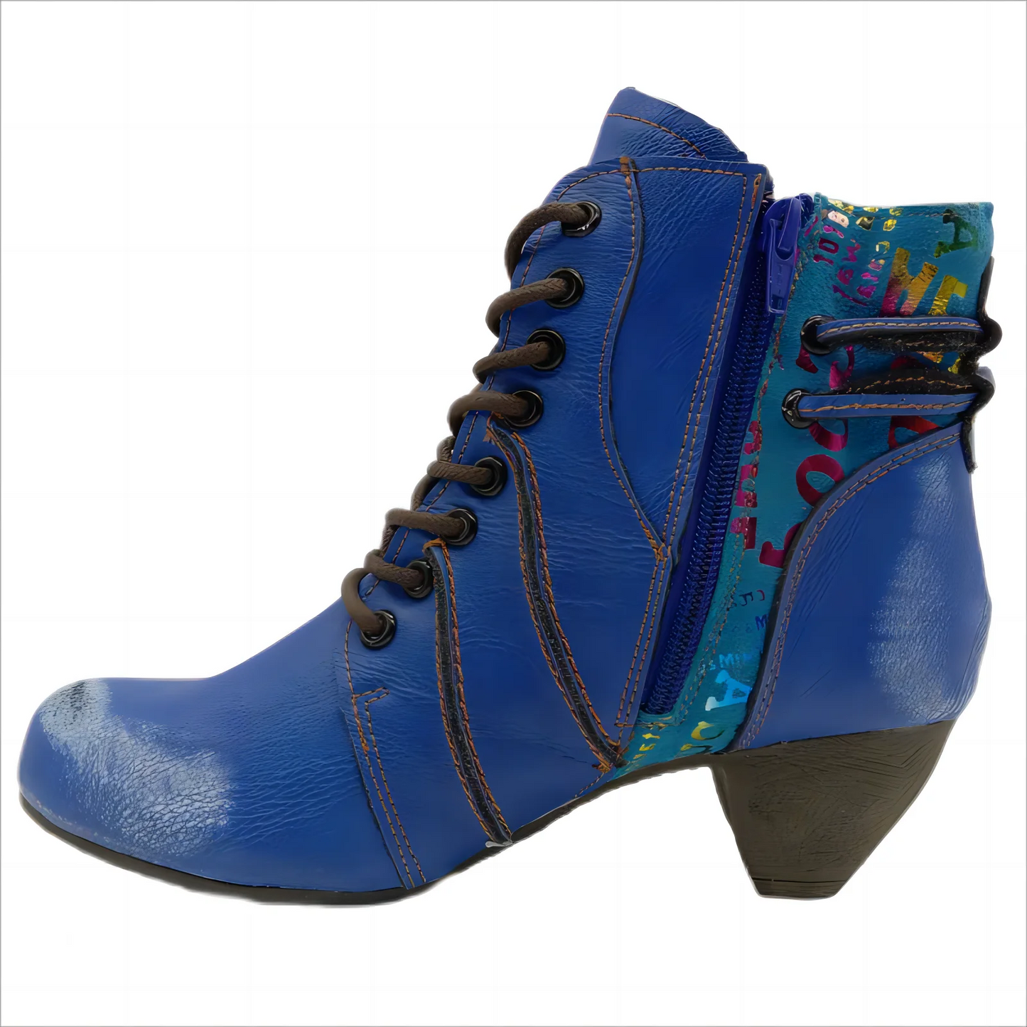 TMA EYES Polka Dot Leather Moccasin Stitch Ankle Boots