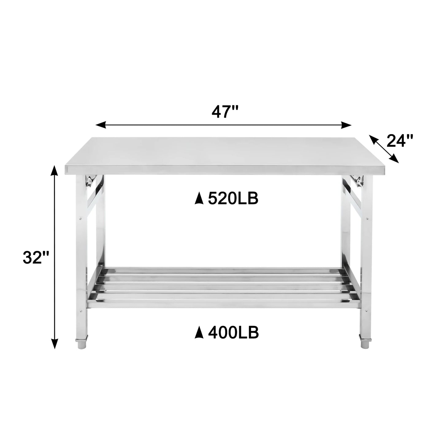 Stainless Steel Prep Table Commercial Heavy Duty Folding Work Table