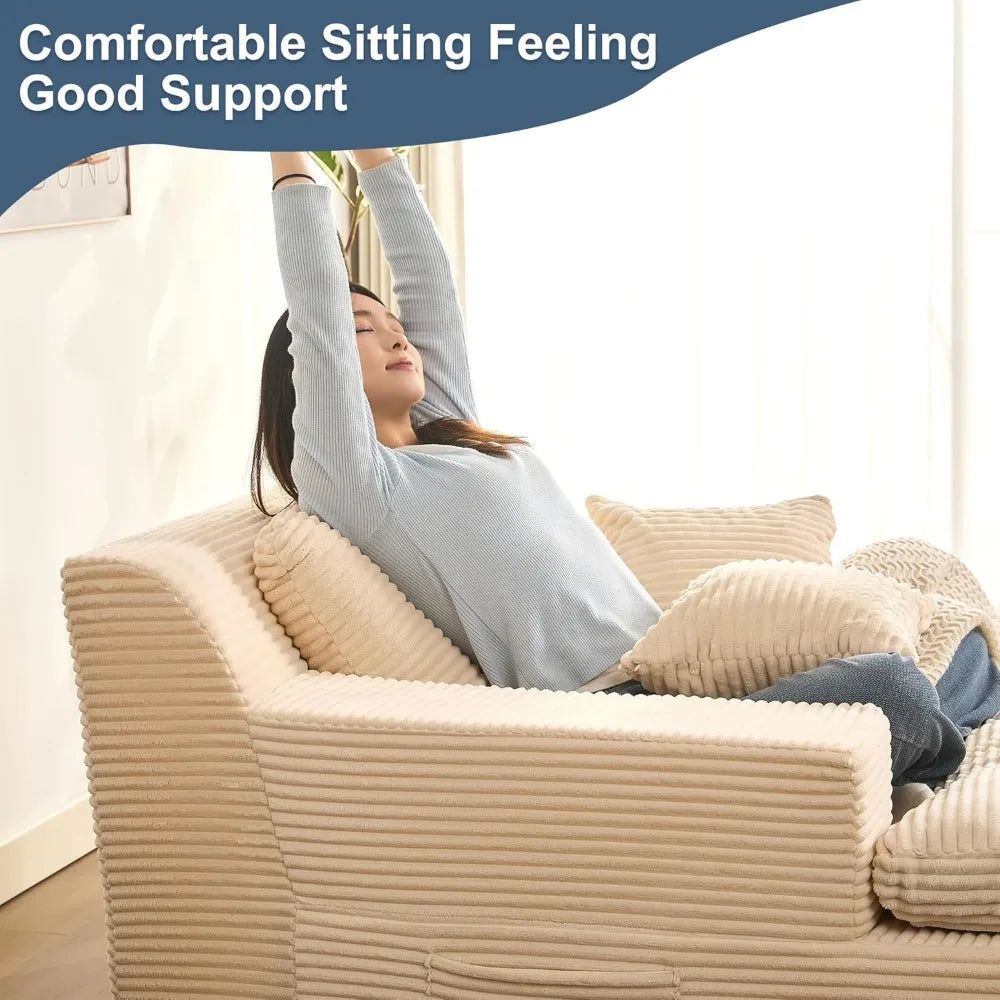 HUANZHUANG Chaise Lounge Chair Indoor Convertible Sleeper Sofa With Pillows